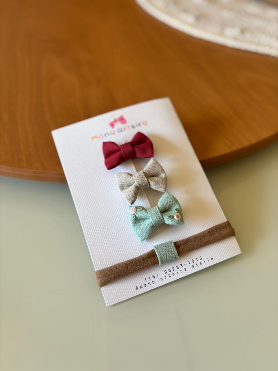 Trio Ternura: Kit Misto Hair Clips + Faixinha – Collab Manu Arteira & Madalena