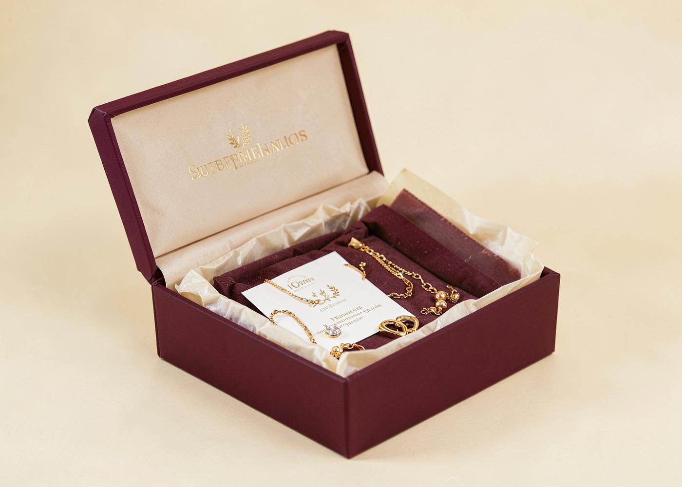Madalena Box aberta com acessórios e cartão escrito à mão