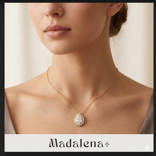 Colar Veneziana com Gota Cristal - Hipoalergênico