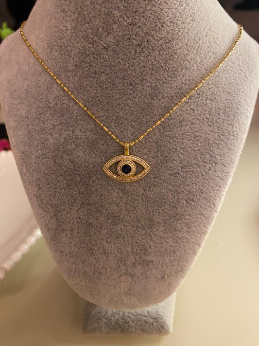 🧿 Colar Olho Grego Dourado com Zircônias