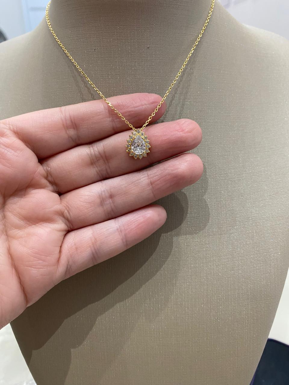 Colar Veneziana com Gota Cristal - Hipoalergênico