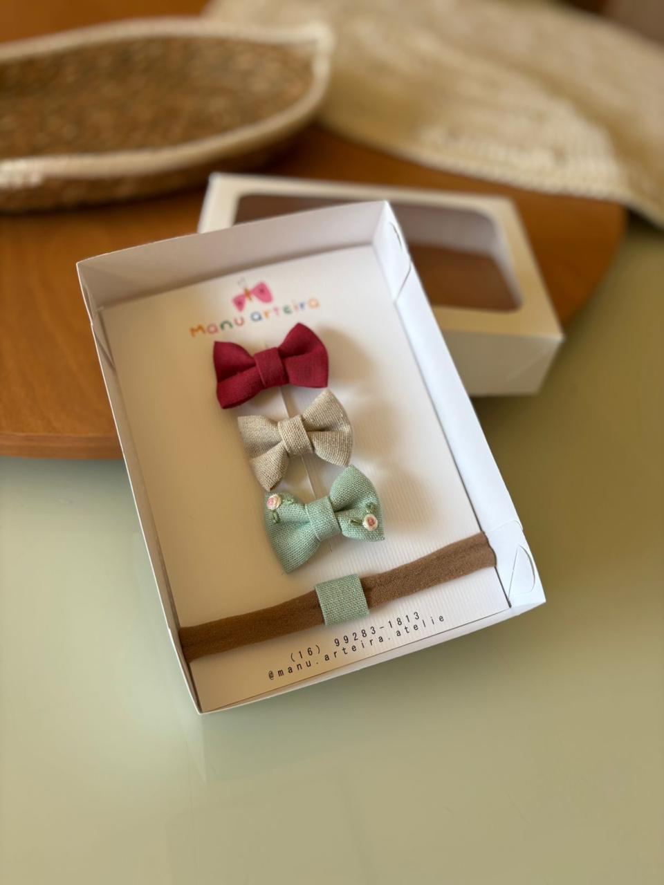 Trio Ternura: Kit Misto Hair Clips + Faixinha – Collab Manu Arteira & Madalena